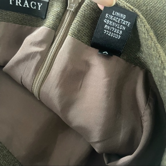 LINDA ALLARD ELLEN TRACY Dark Green Wool Pencil Skirt Business Casual Size 4 - Picture 5 of 6